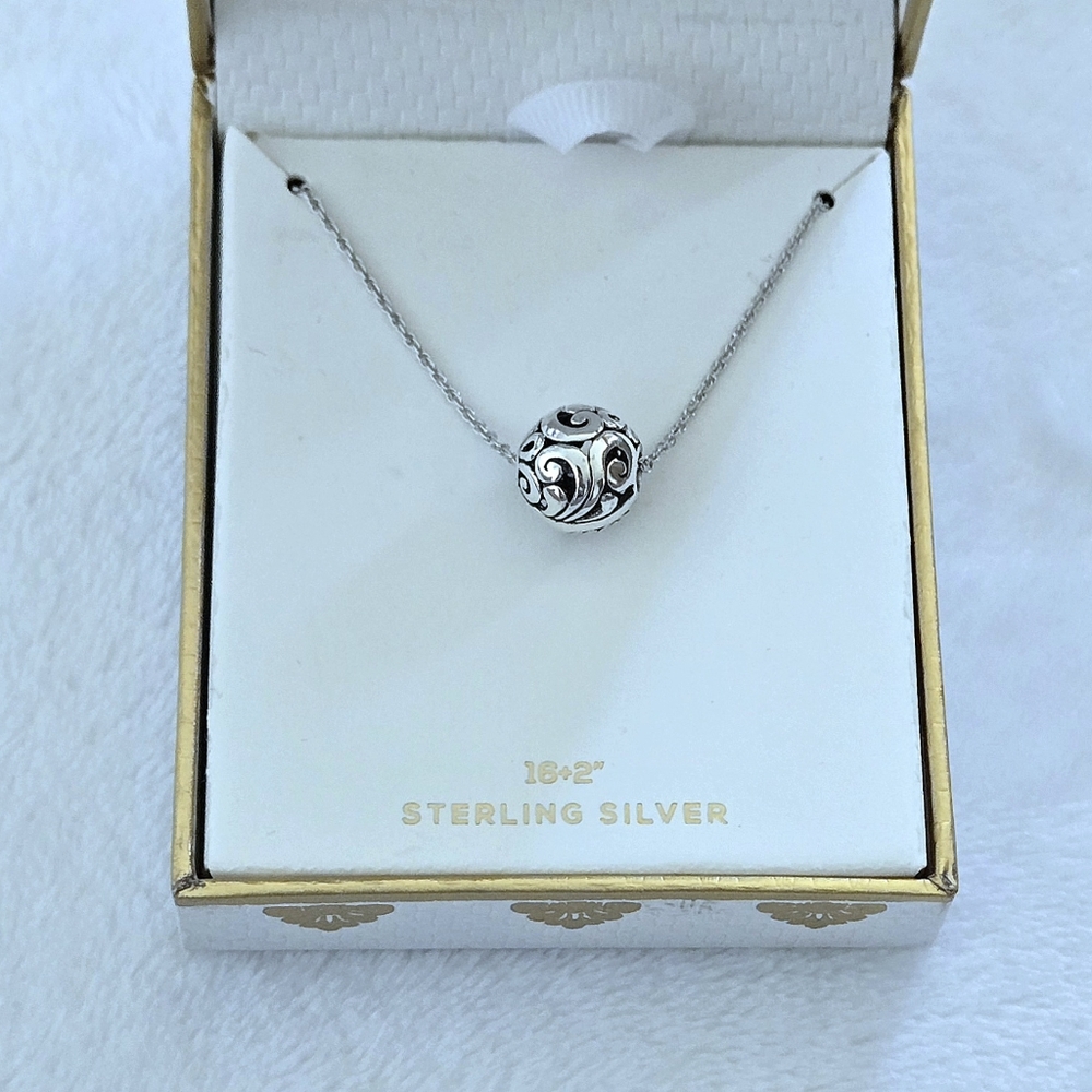 Annika Witt Sterling Silver🤍 Floating🛶 Scroll📜 Ball⚾️ Pendant Necklace - - Picture 4 of 15